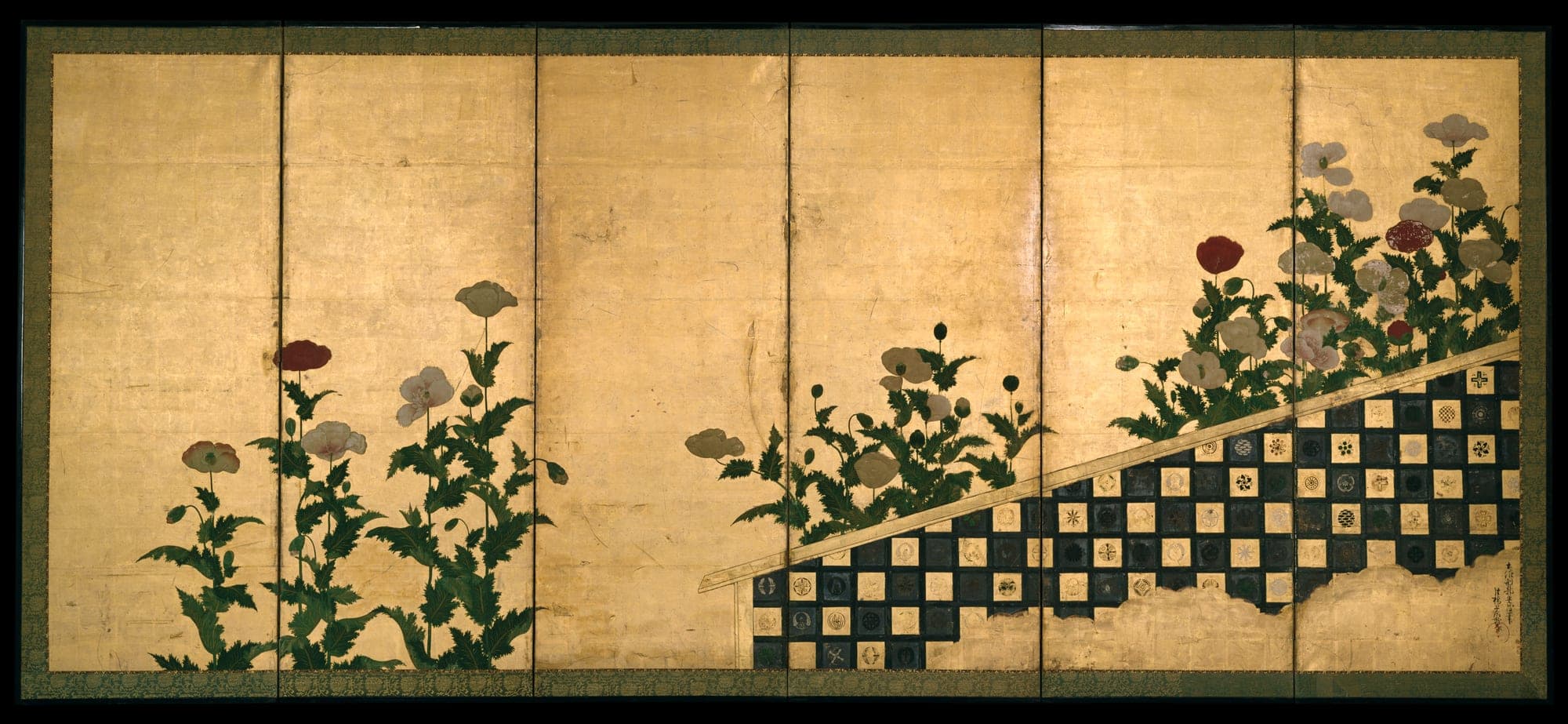 Red and White Poppies, Traditionally attributed to Tosa Mitsumochi